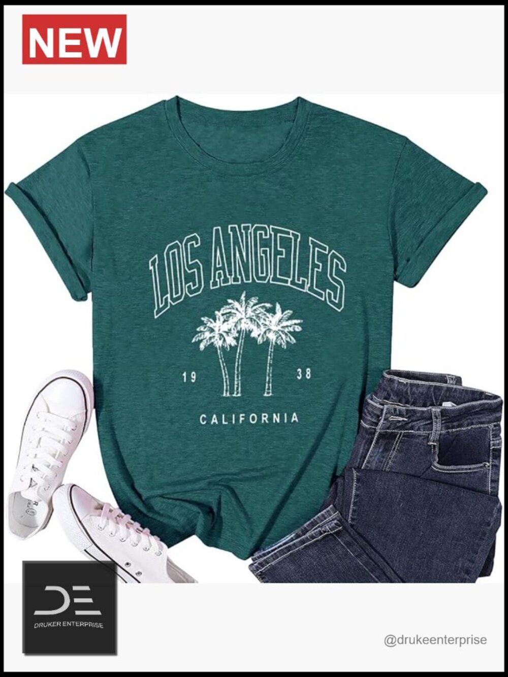 60s Cotton Blend Los Angeles California Letter Graphic Tee